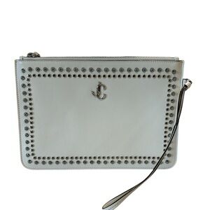 Jimmy Choo White Studded Wristlet Clutch